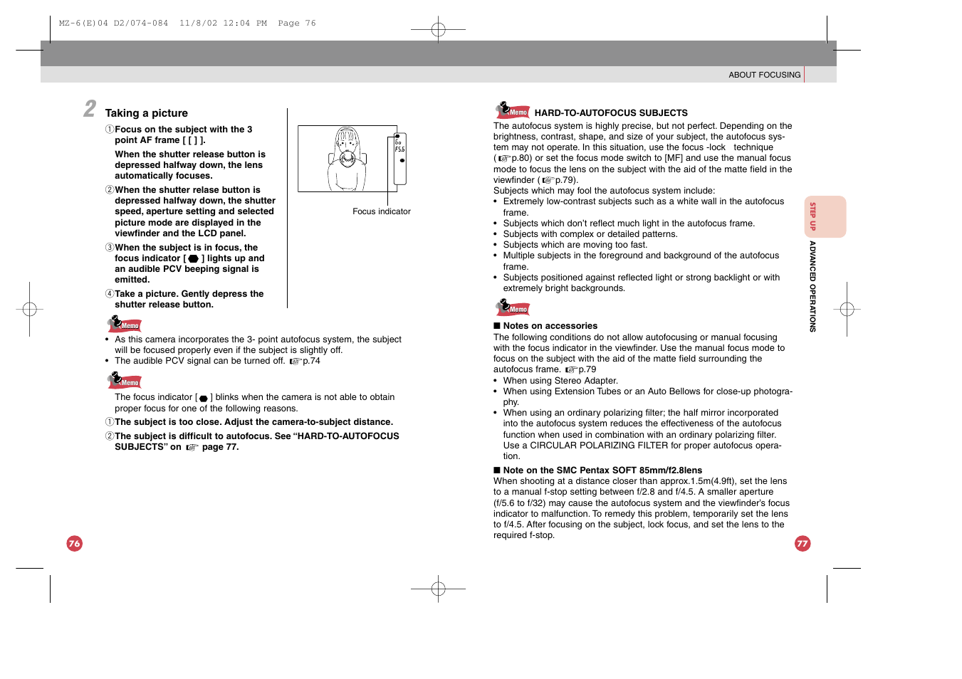 Pentax MZ-6 User Manual | Page 45 / 77