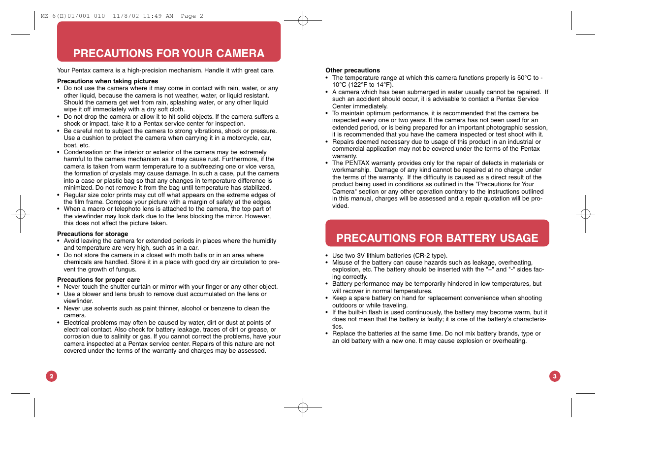 Pentax MZ-6 User Manual | Page 5 / 77