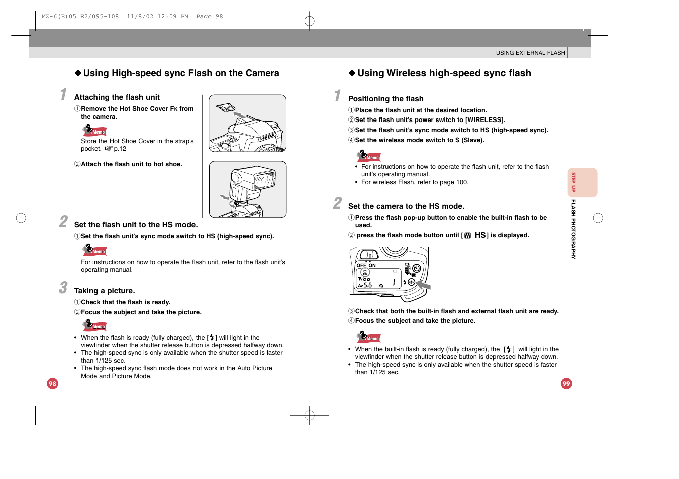 Using wireless high-speed sync flash, Using high-speed sync flash on the camera | Pentax MZ-6 User Manual | Page 58 / 77