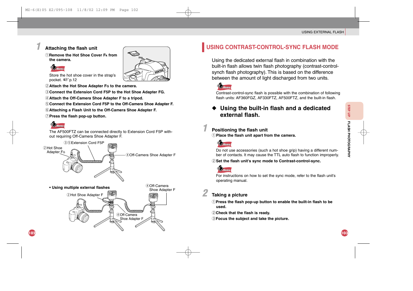 Using contrast-control-sync flash mode | Pentax MZ-6 User Manual | Page 60 / 77