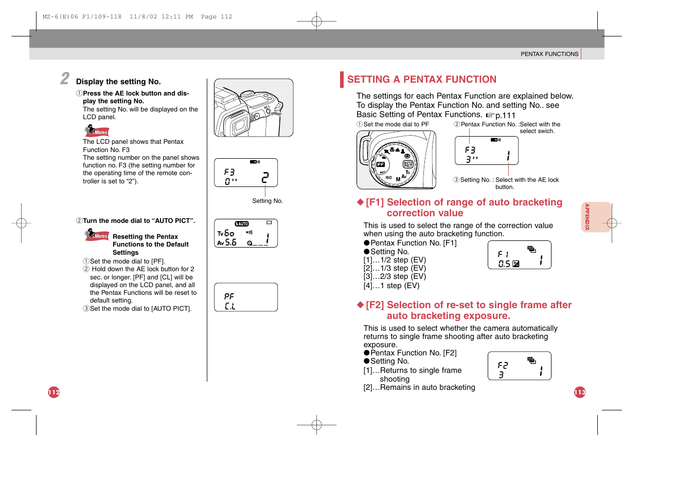 Setting a pentax function | Pentax MZ-6 User Manual | Page 66 / 77