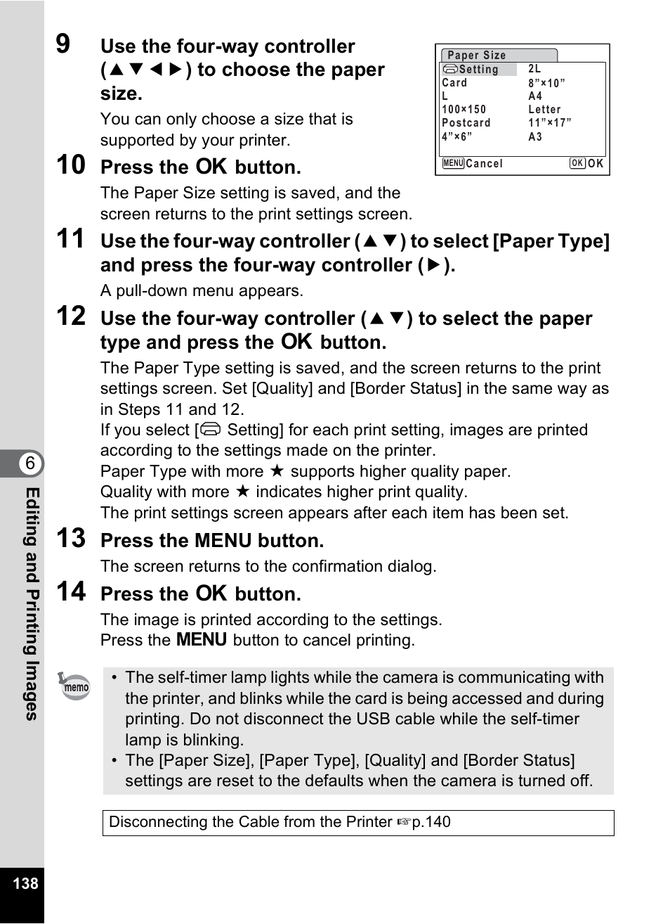 Press the 4 button, Press the menu button | Pentax Optio M30 User Manual | Page 140 / 188