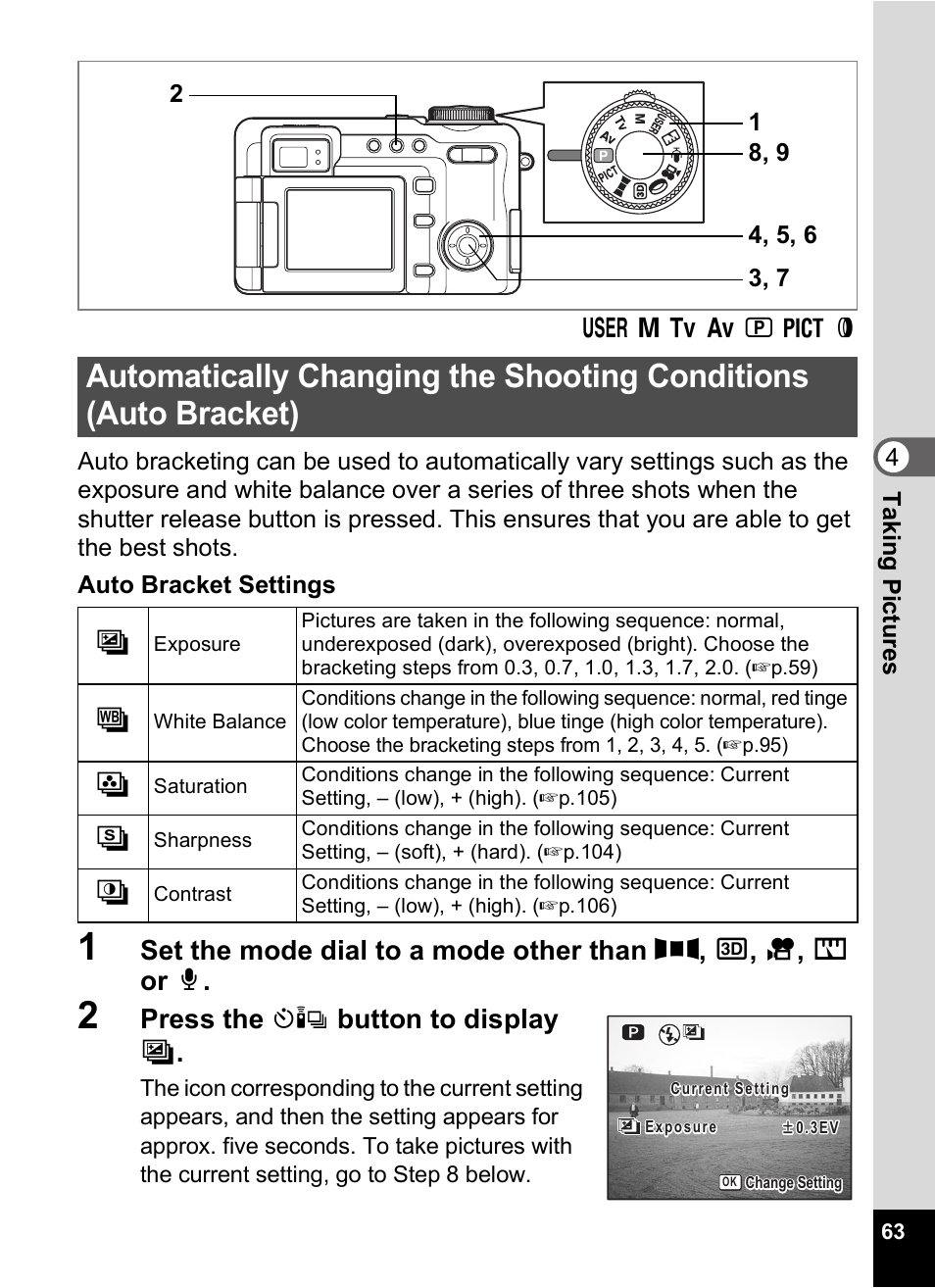 P.63, Press the ( button to display a | Pentax Optio Digital Camera 750Z User Manual | Page 65 / 200