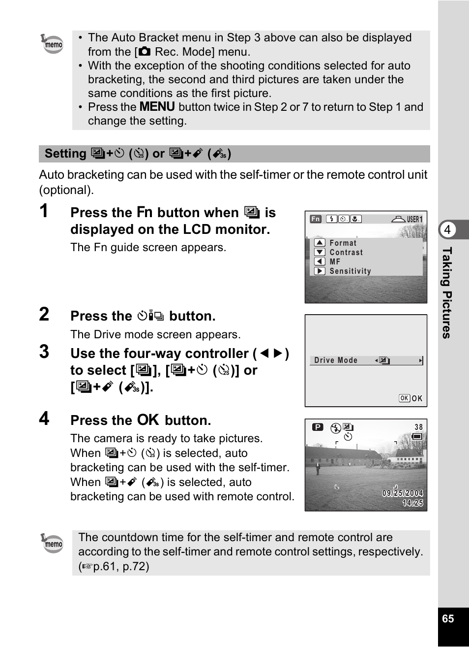 Press the ( button, Press the 4 button | Pentax Optio Digital Camera 750Z User Manual | Page 67 / 200