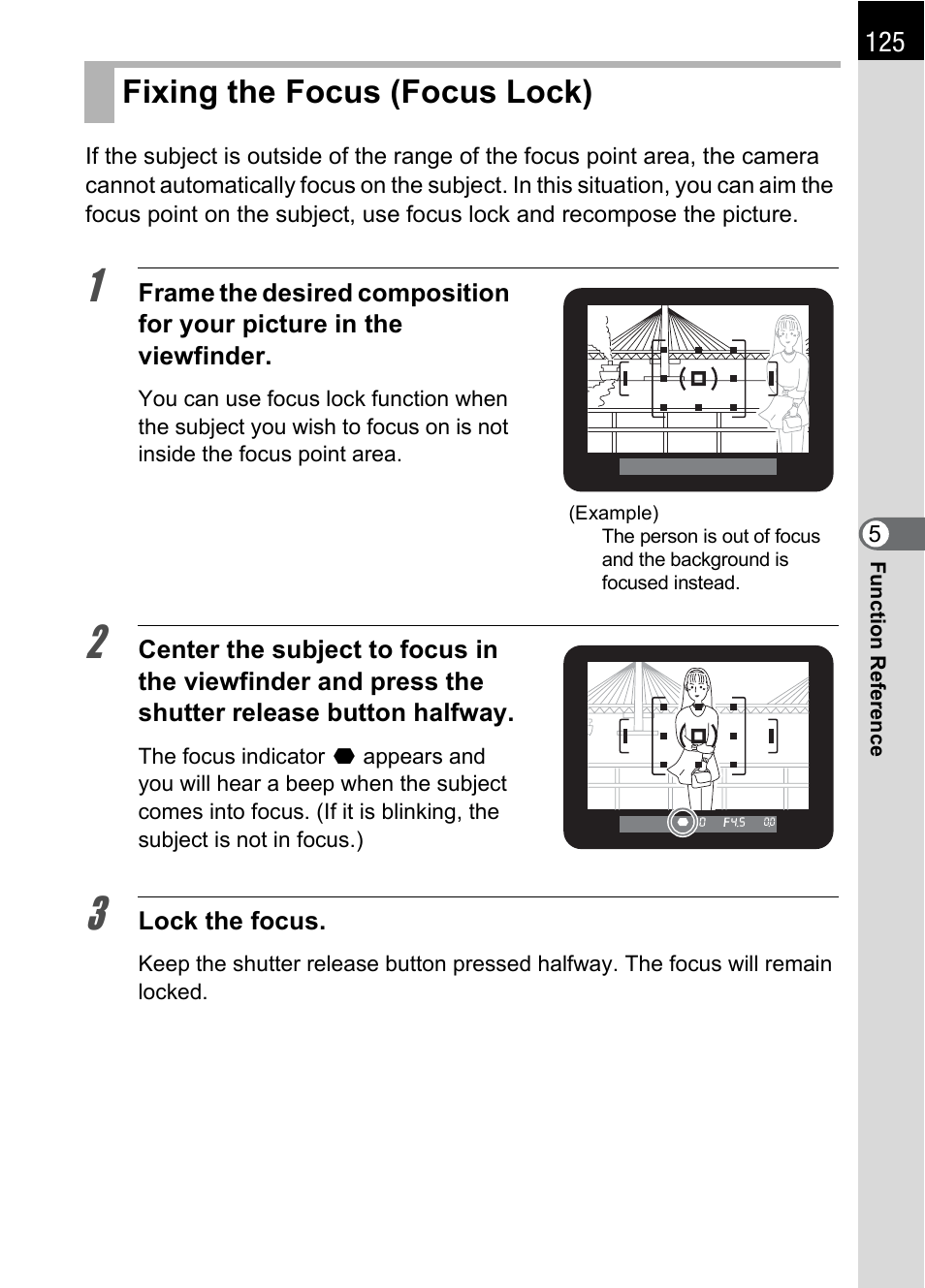 Fixing the focus (focus lock) | Pentax *ist IST DS User Manual | Page 127 / 208