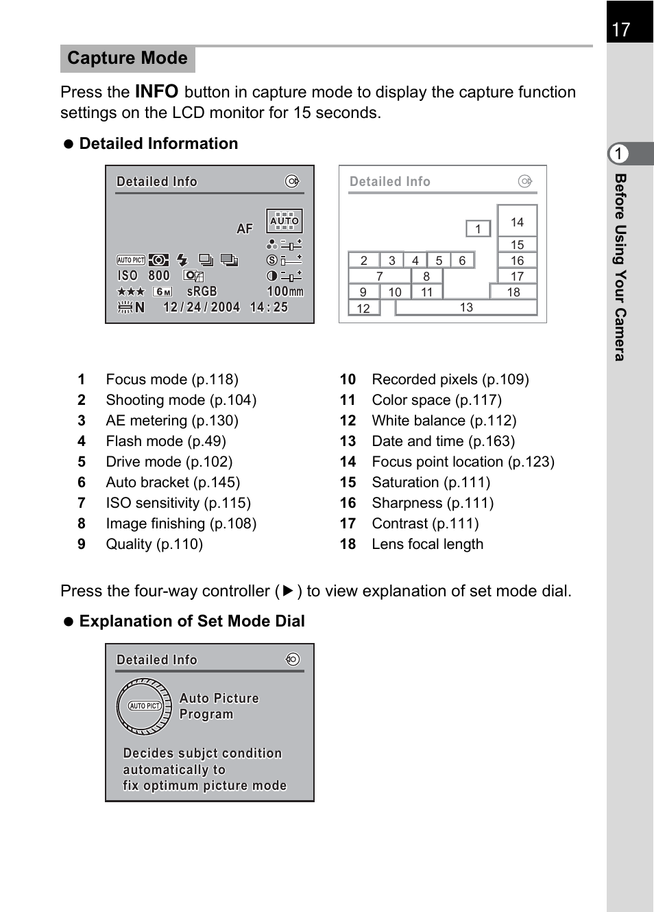 Capture mode | Pentax *ist IST DS User Manual | Page 19 / 208
