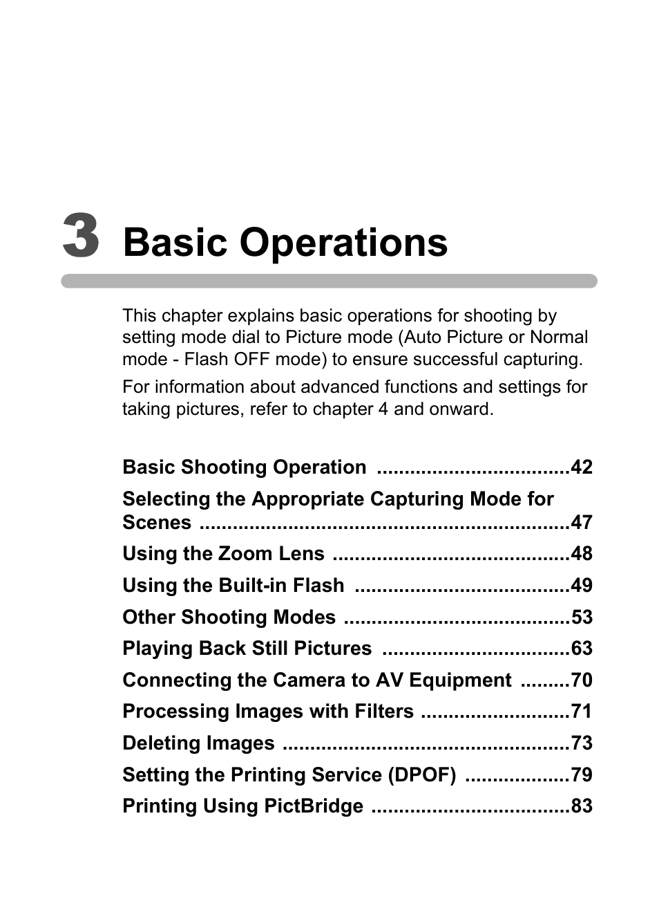 3 basic operations, Basic operations | Pentax *ist IST DS User Manual | Page 43 / 208