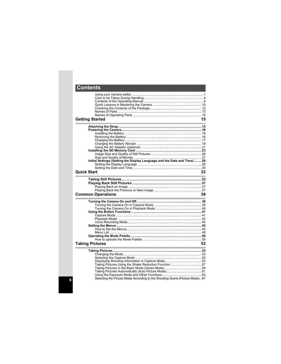 Pentax OPTIO A40 User Manual | Page 8 / 215