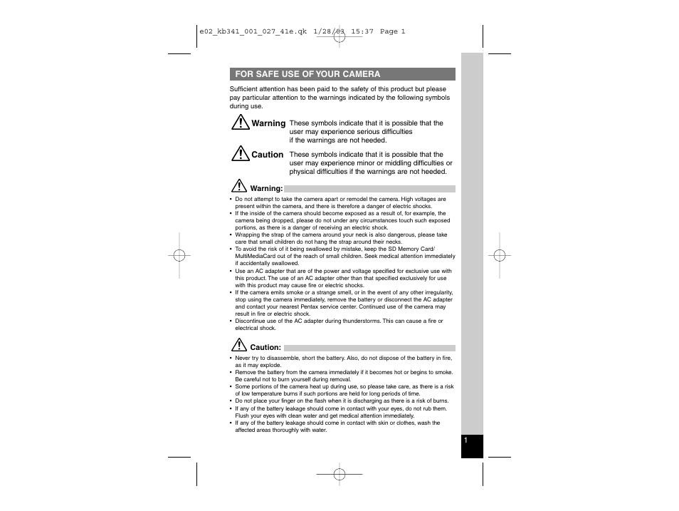 Pentax Optio S User Manual | Page 3 / 36