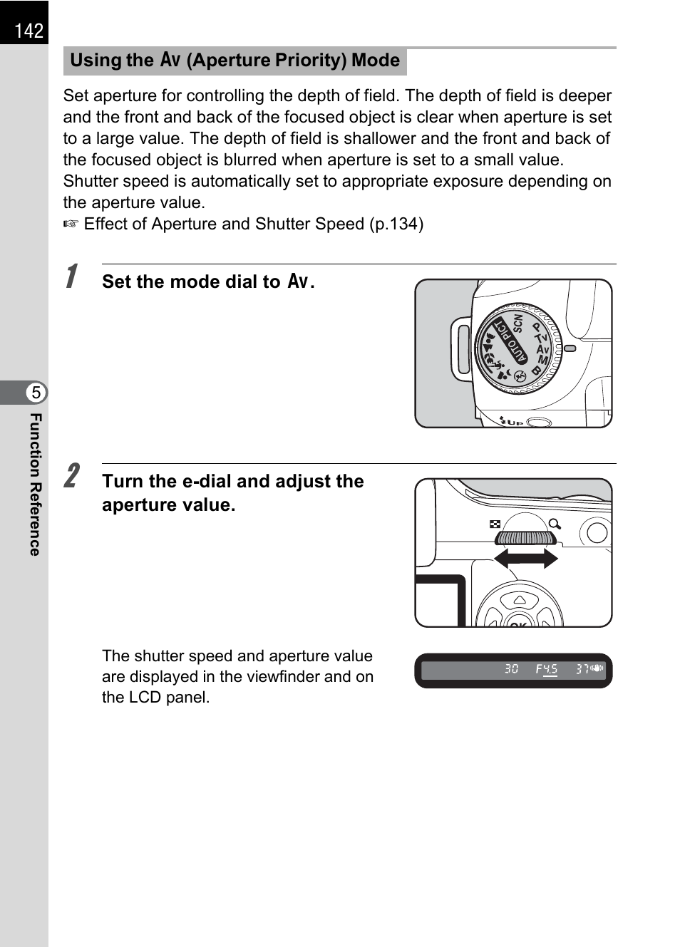 E (p.142), P.142), P.142, p | P.142 | Pentax K100D User Manual | Page 144 / 220