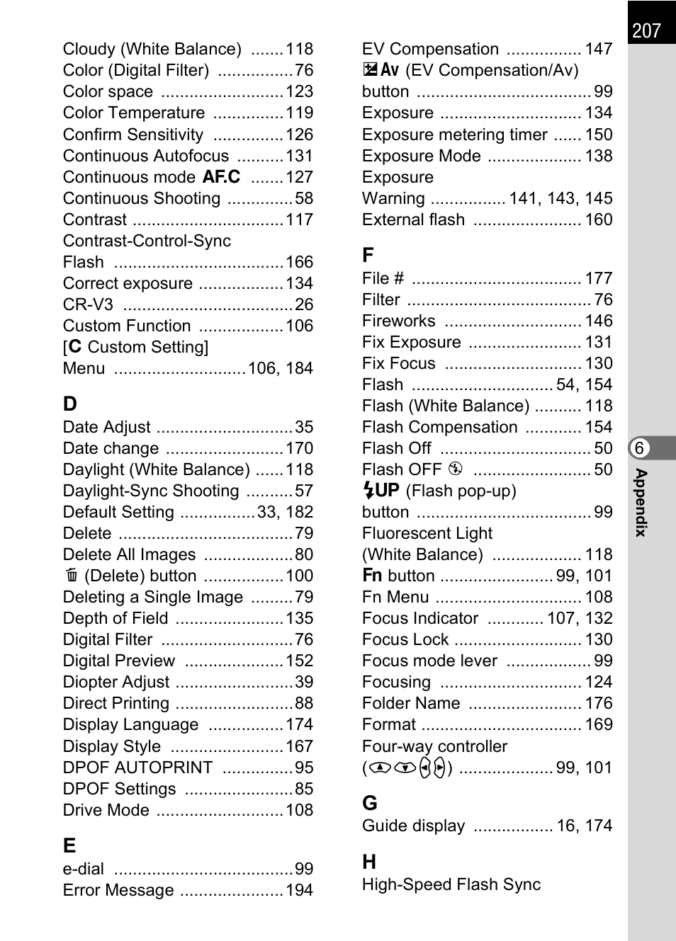 Pentax K100D User Manual | Page 209 / 220