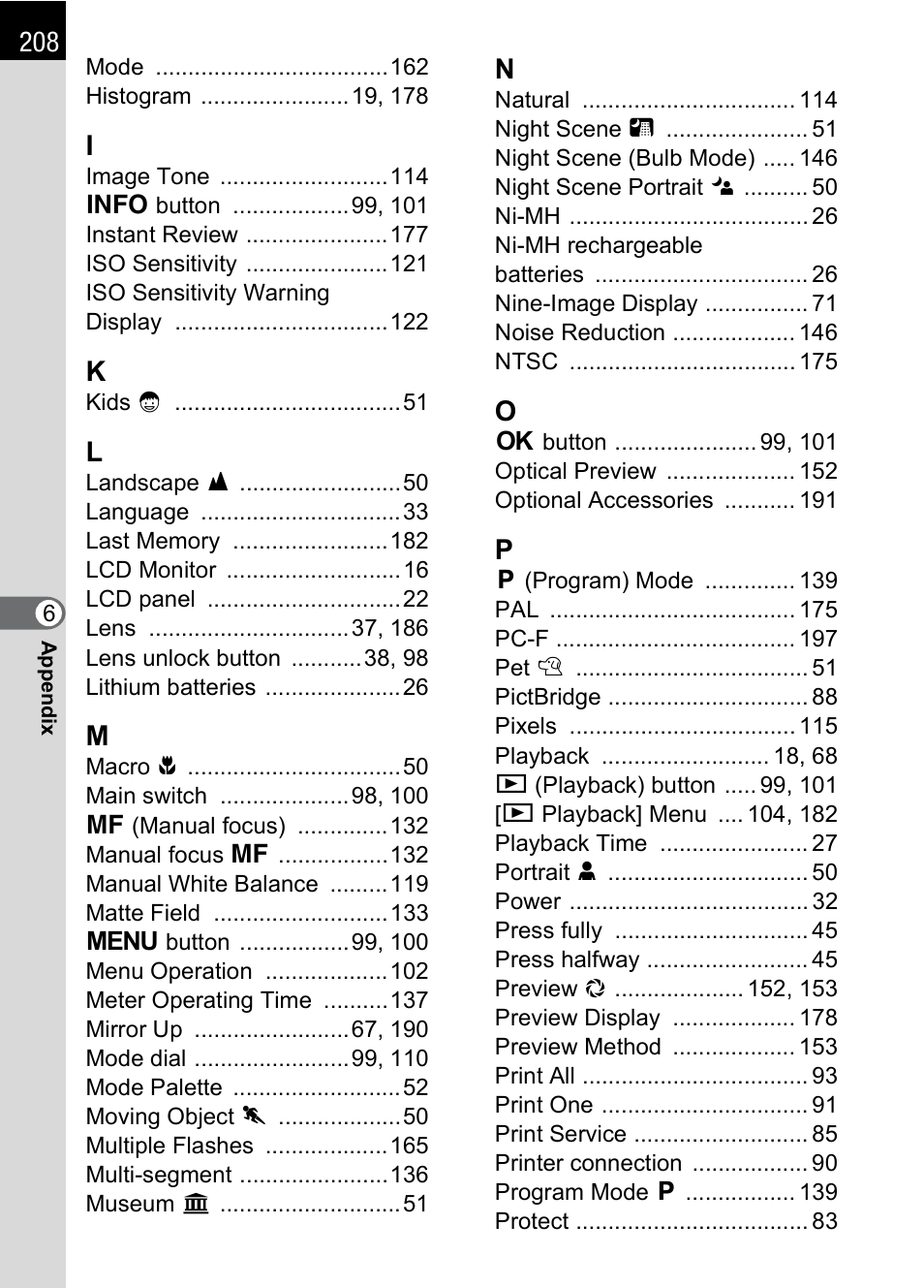 Pentax K100D User Manual | Page 210 / 220