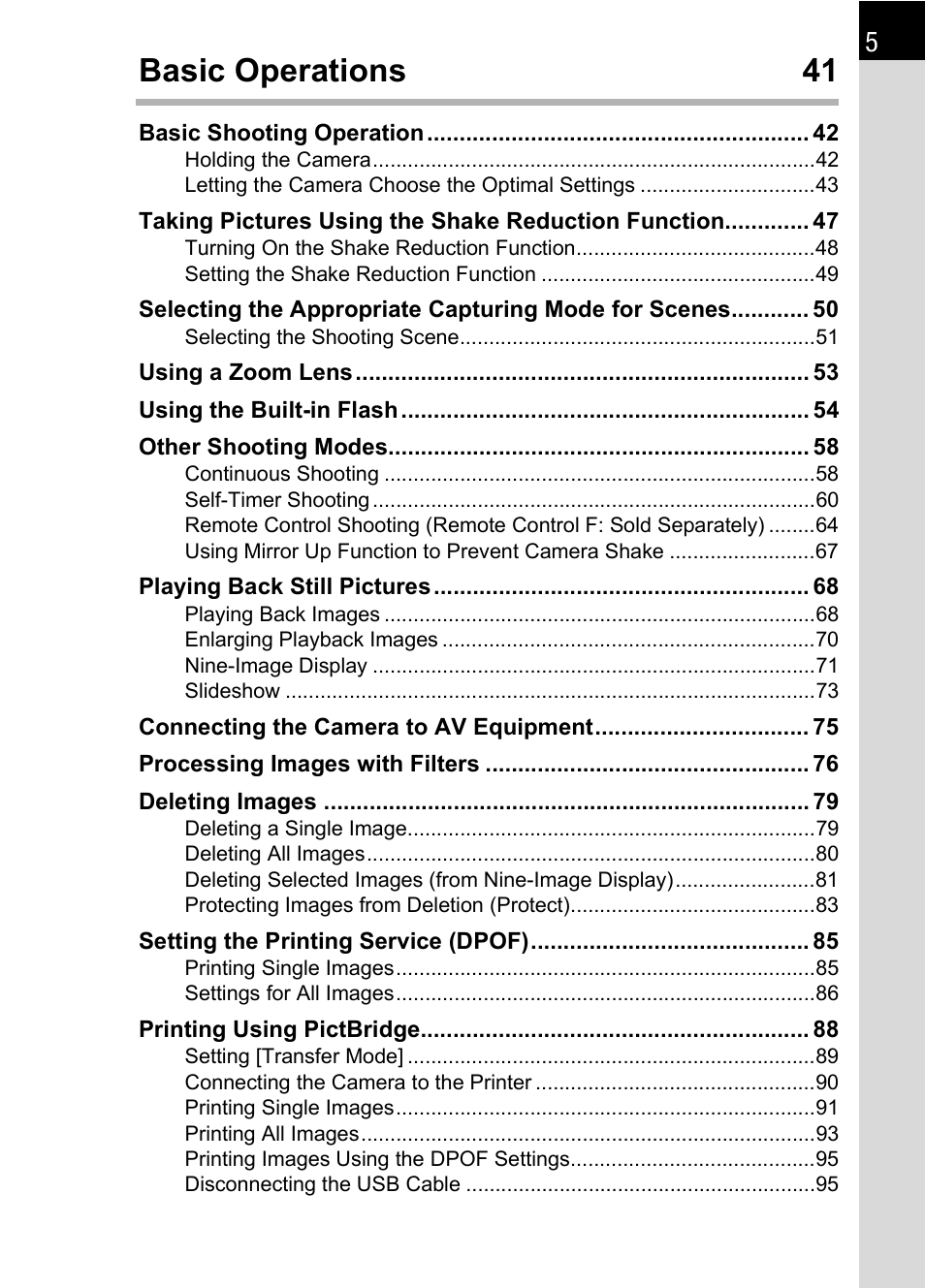 Basic operations 41 | Pentax K100D User Manual | Page 7 / 220