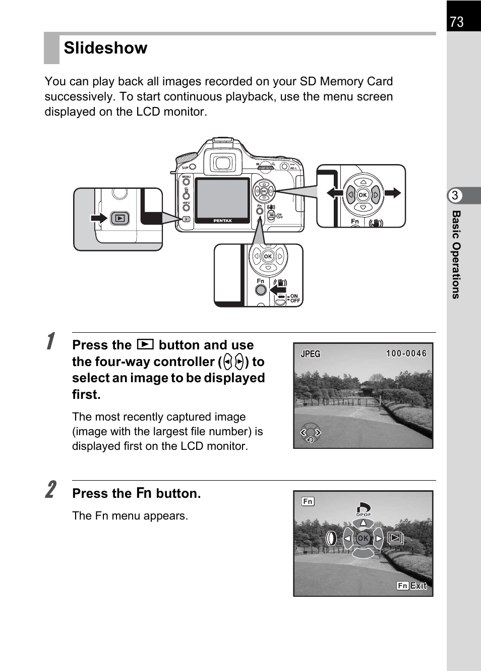 Slideshow | Pentax K100D User Manual | Page 75 / 220