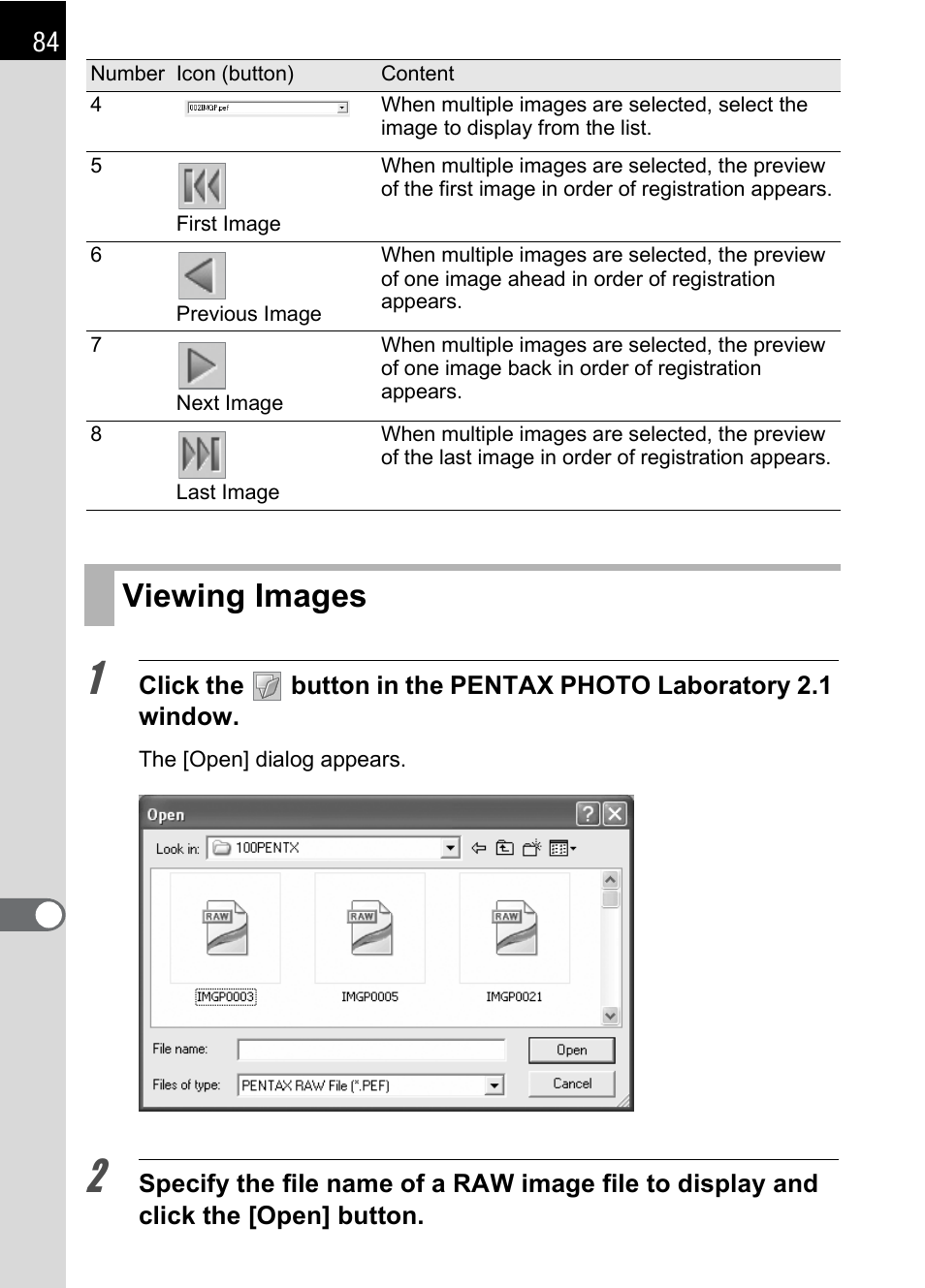Viewing images, Ow. (p.84) | Pentax 2.1 User Manual | Page 86 / 104