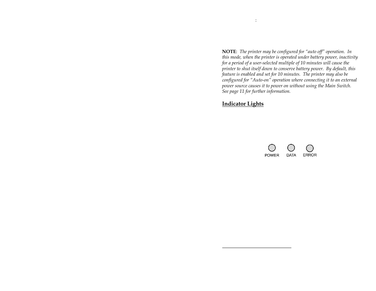 Indicator lights | Pentax PocketJet 3 User Manual | Page 13 / 82