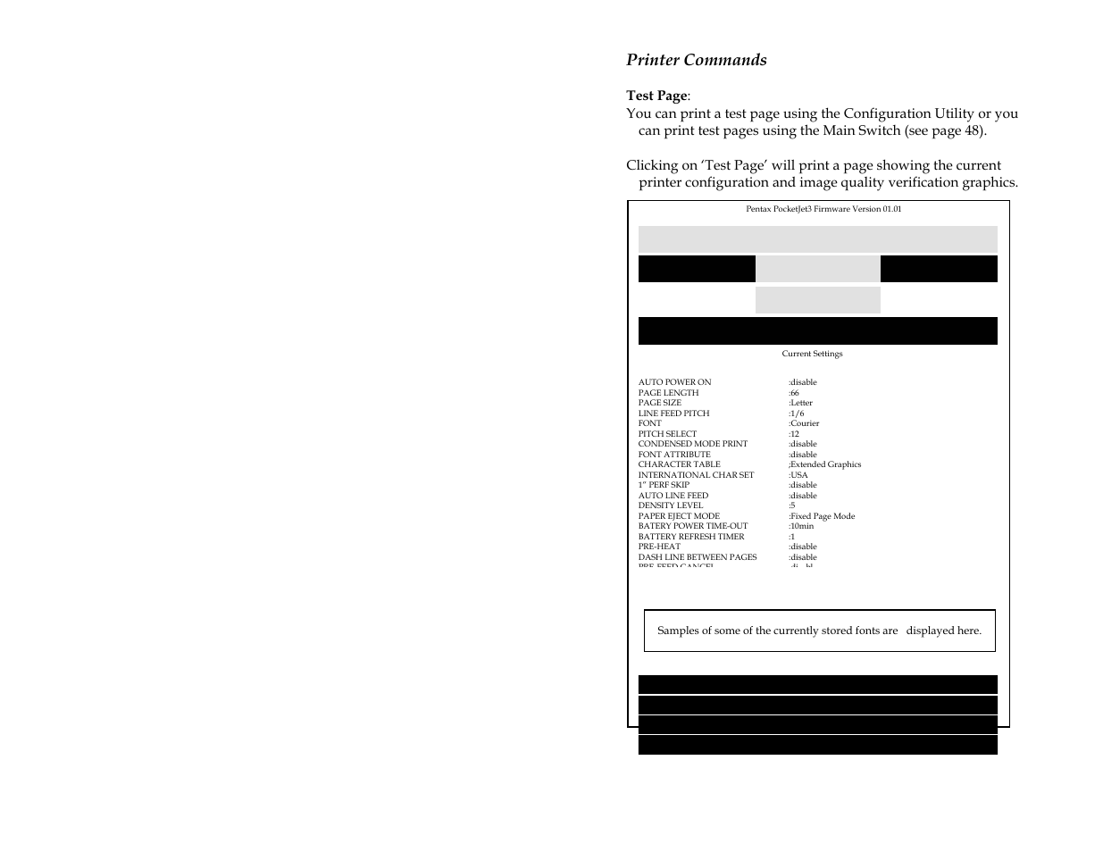 Printer commands, Page 20 | Pentax PocketJet 3 User Manual | Page 28 / 82