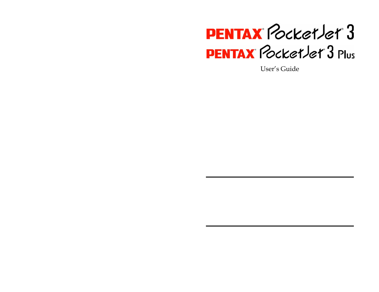 User’s guide | Pentax PocketJet 3 User Manual | Page 82 / 82