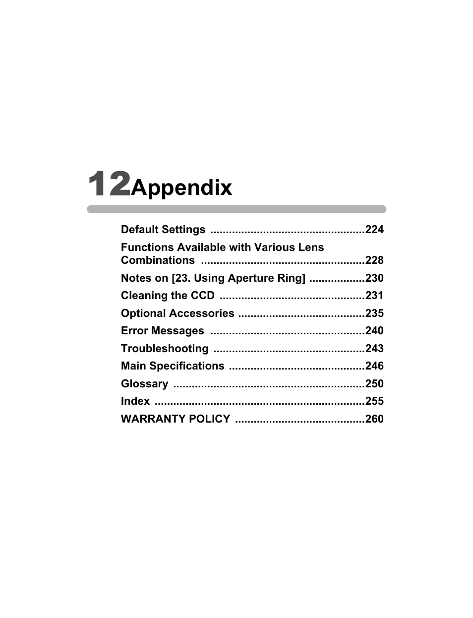 Appendix | Pentax K200D User Manual | Page 225 / 266