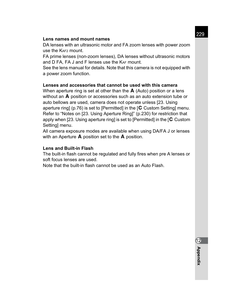 Pentax K200D User Manual | Page 231 / 266