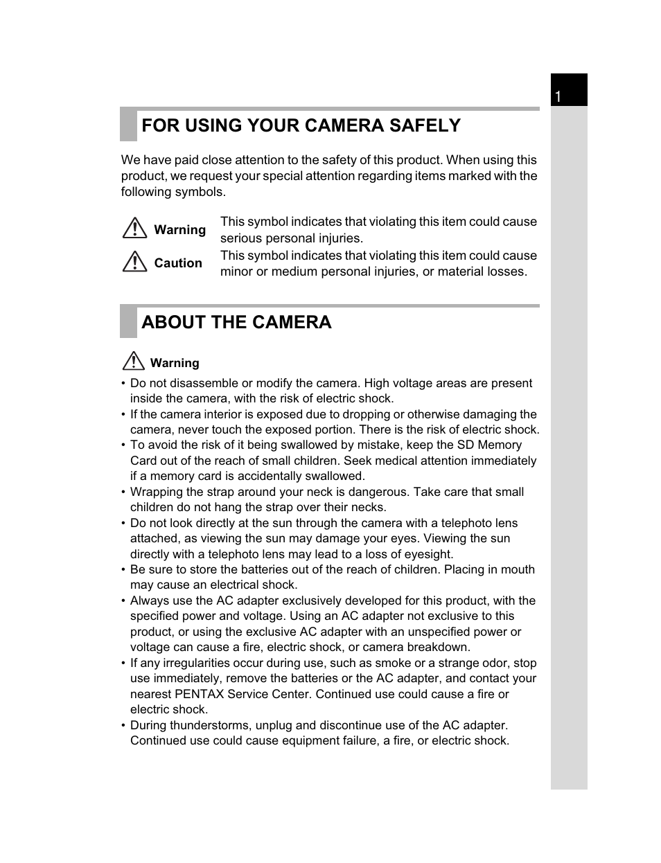 For using your camera safely, About the camera | Pentax K200D User Manual | Page 3 / 266