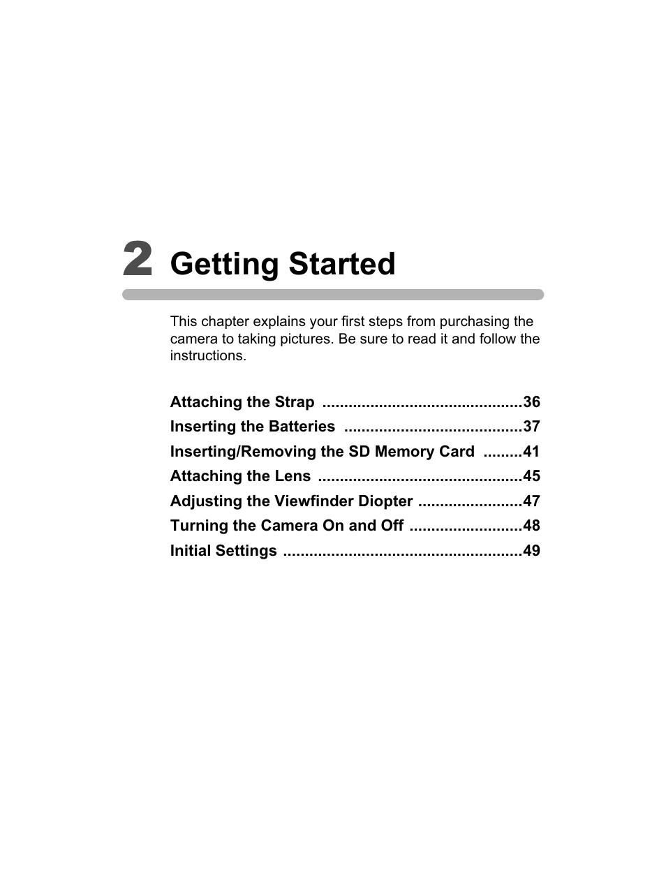 Getting started | Pentax K200D User Manual | Page 37 / 266