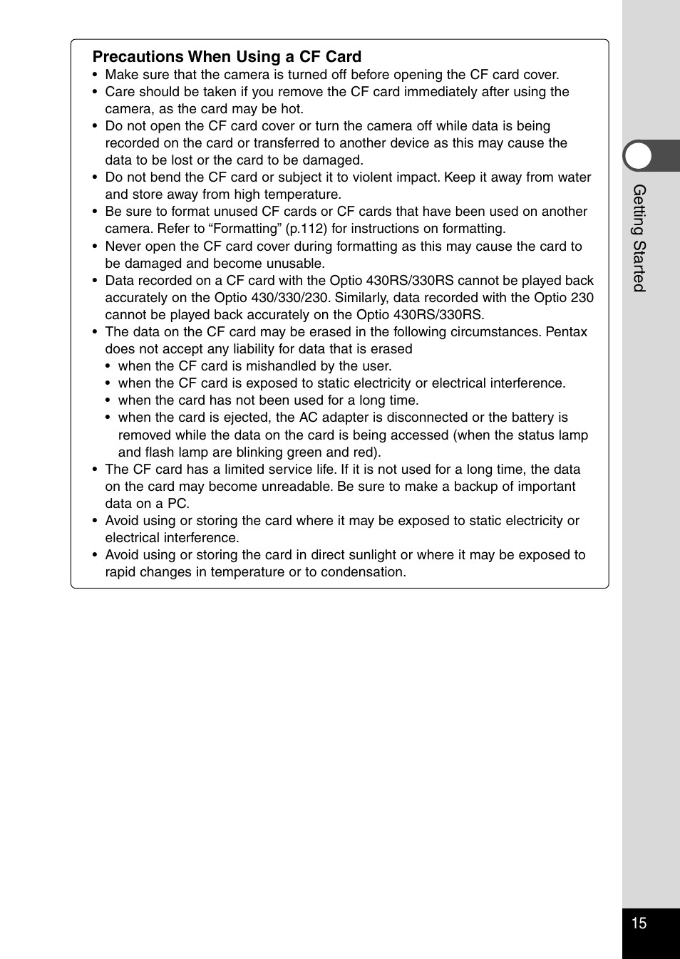 Pentax Optio 330RS User Manual | Page 17 / 138