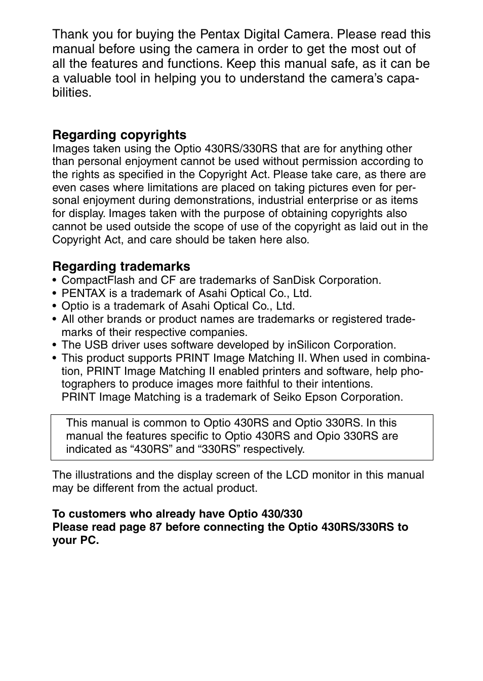 Pentax Optio 330RS User Manual | Page 2 / 138