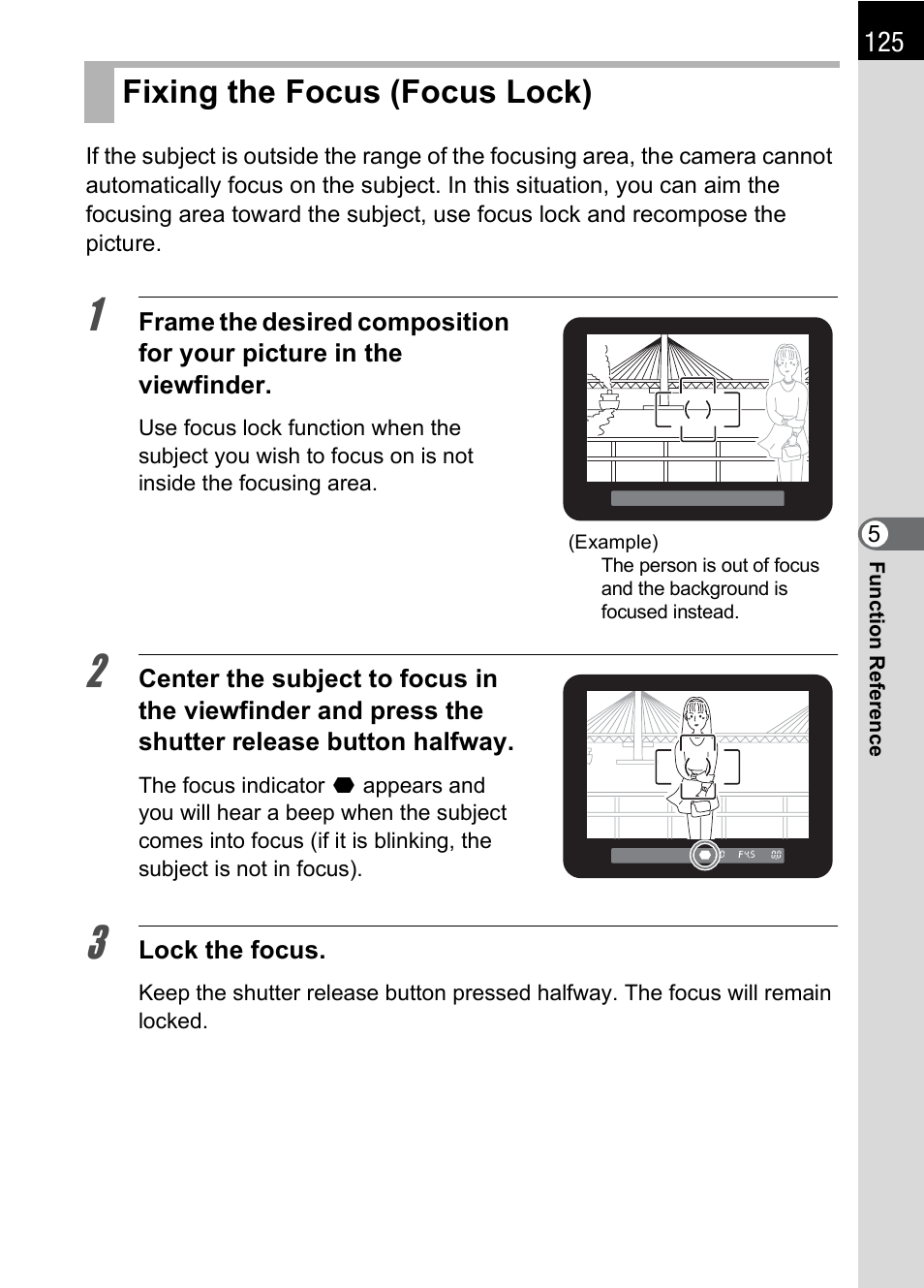 Fixing the focus (focus lock) | Pentax * istDL2 User Manual | Page 127 / 215