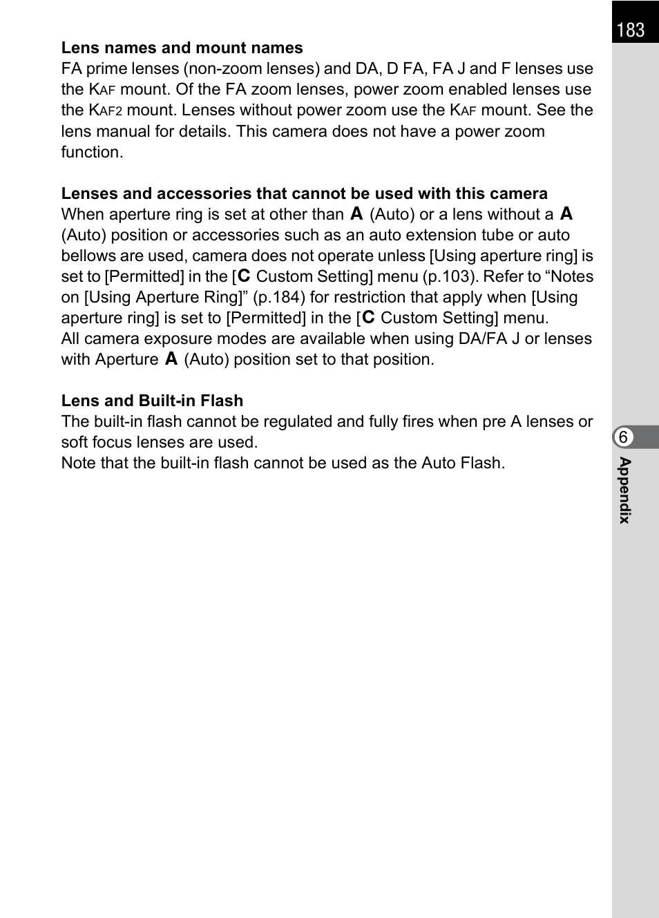 Pentax K110D User Manual | Page 185 / 216