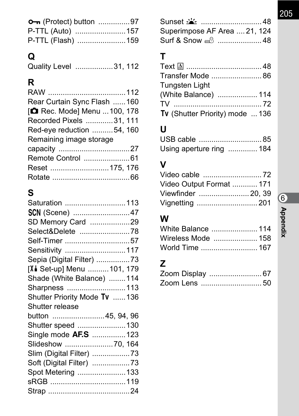 Pentax K110D User Manual | Page 207 / 216