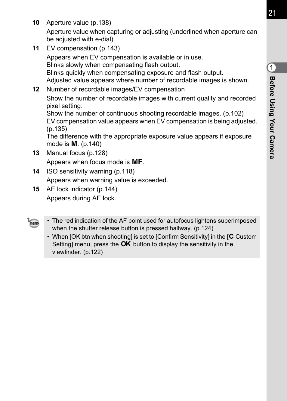 Pentax K110D User Manual | Page 23 / 216