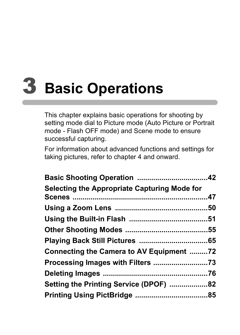 3 basic operations, Basic operations | Pentax K110D User Manual | Page 43 / 216