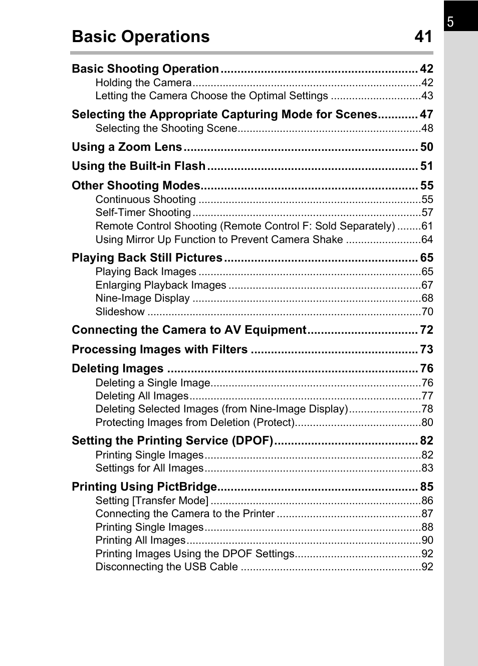 Basic operations 41 | Pentax K110D User Manual | Page 7 / 216
