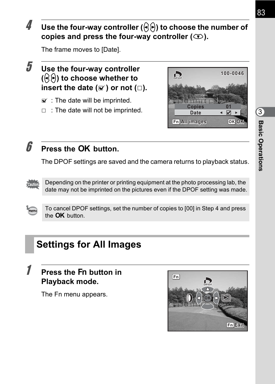 Settings for all images | Pentax K110D User Manual | Page 85 / 216