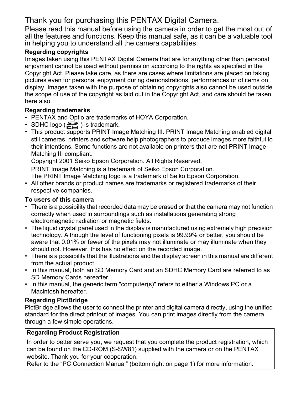 Pentax Optio E60 User Manual | Page 2 / 181