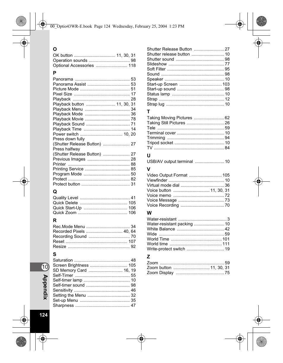 Pentax Optio 43WR User Manual | Page 126 / 128