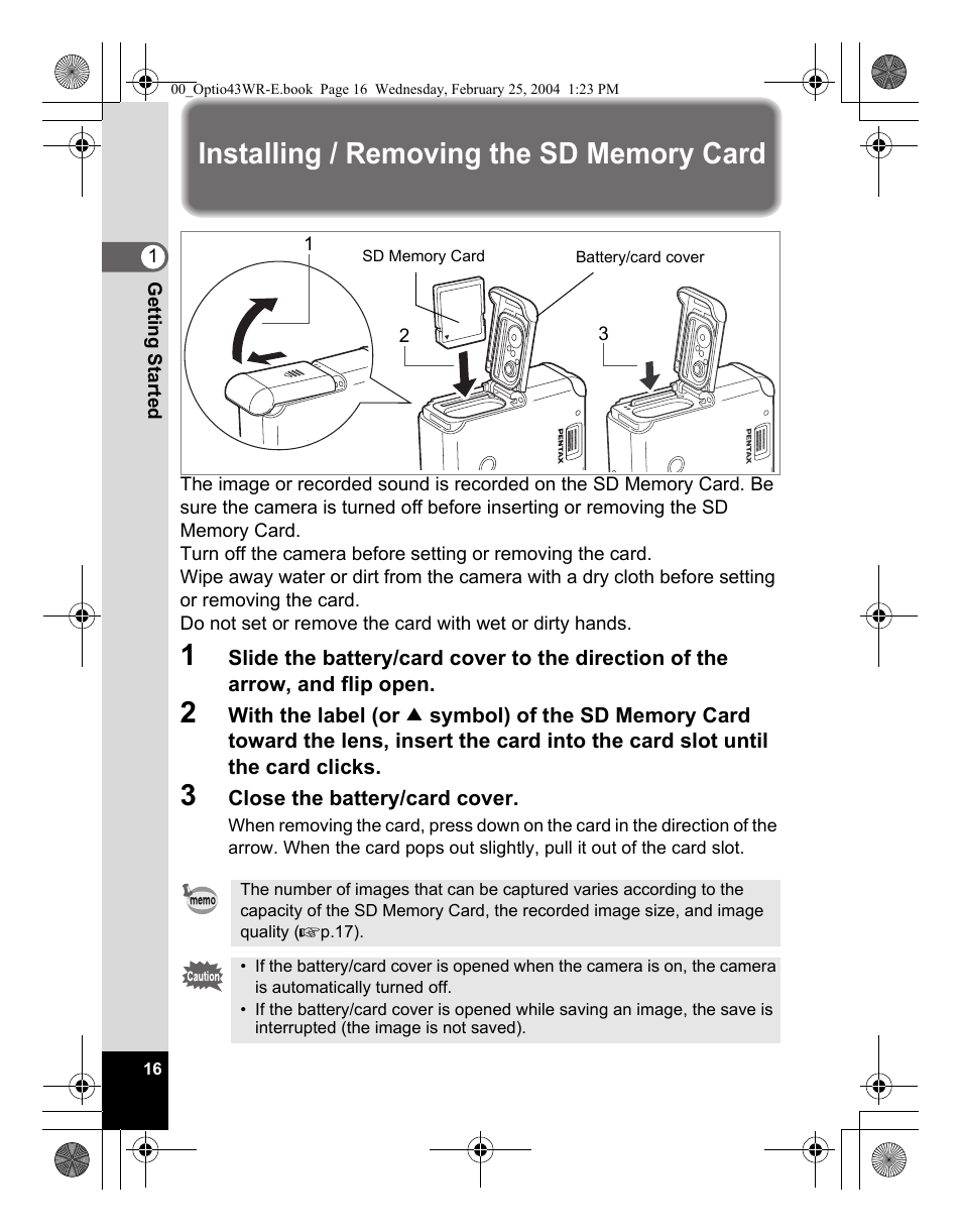 Pentax Optio 43WR User Manual | Page 18 / 128