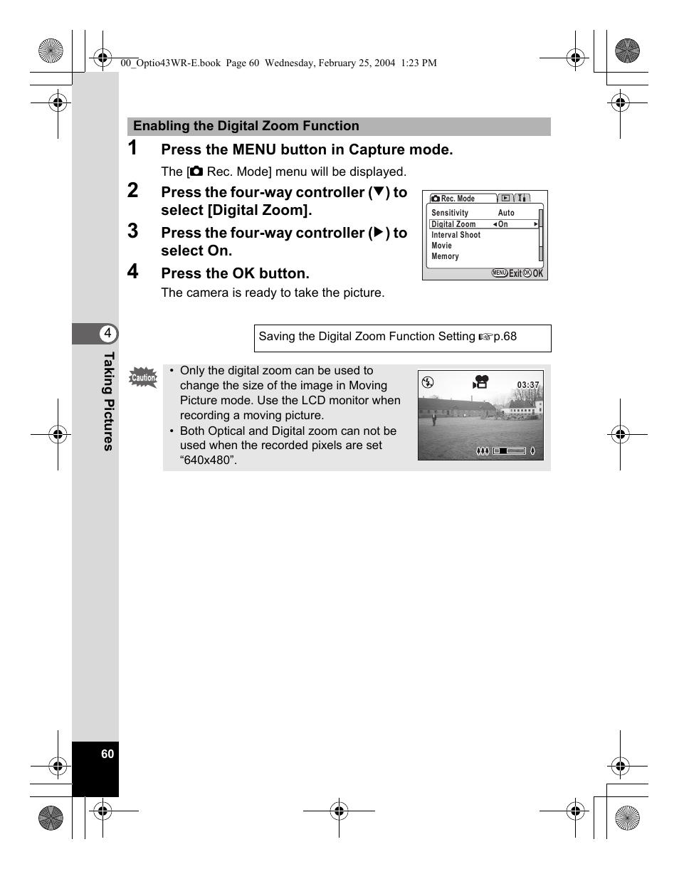 Pentax Optio 43WR User Manual | Page 62 / 128