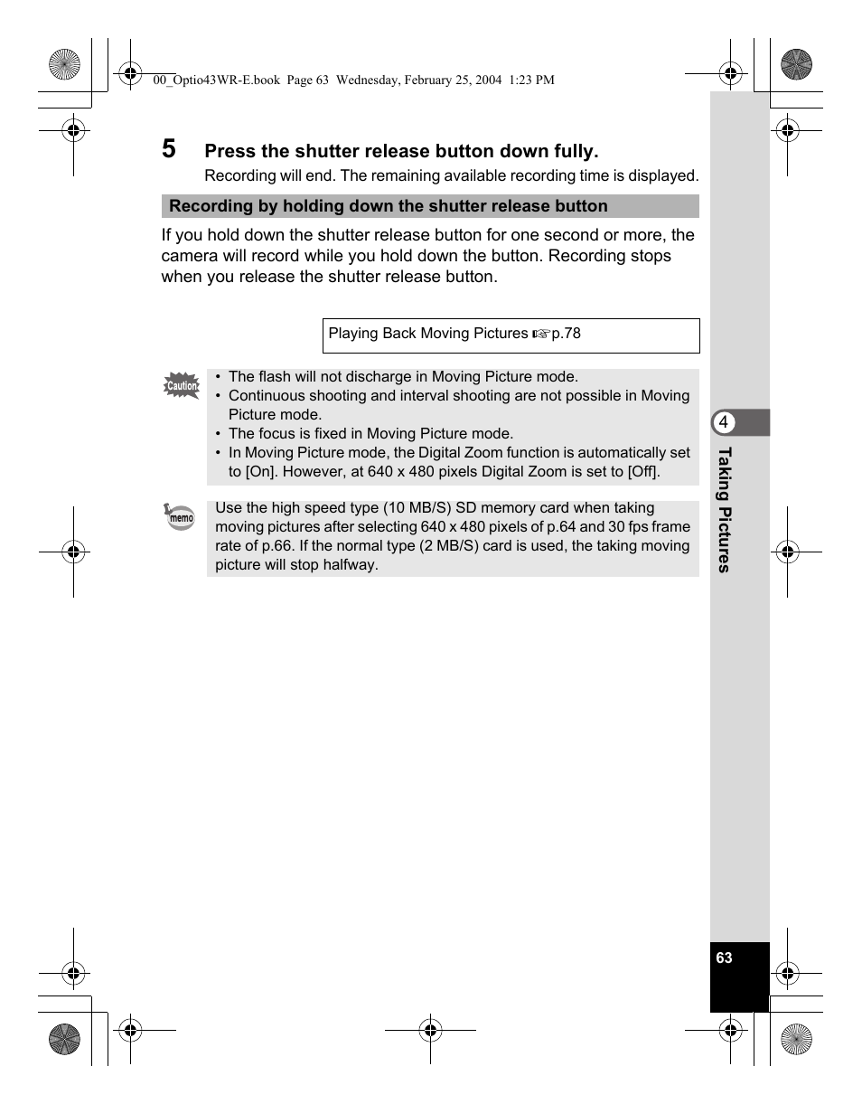Pentax Optio 43WR User Manual | Page 65 / 128