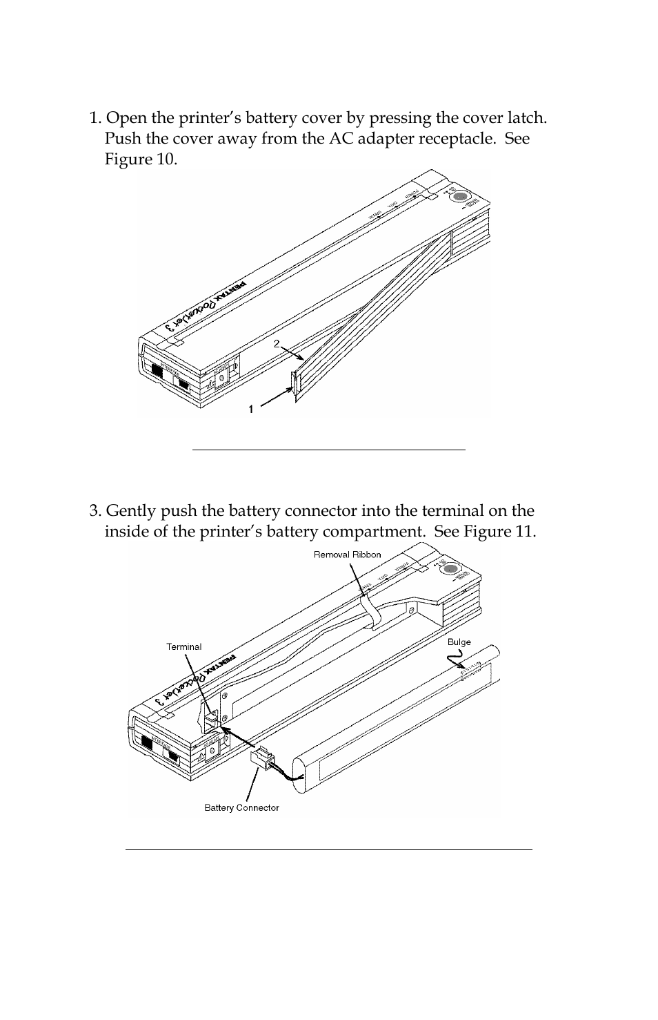 Installing the battery, Page 38 | Pentax PocketJet 3 User Manual | Page 48 / 98