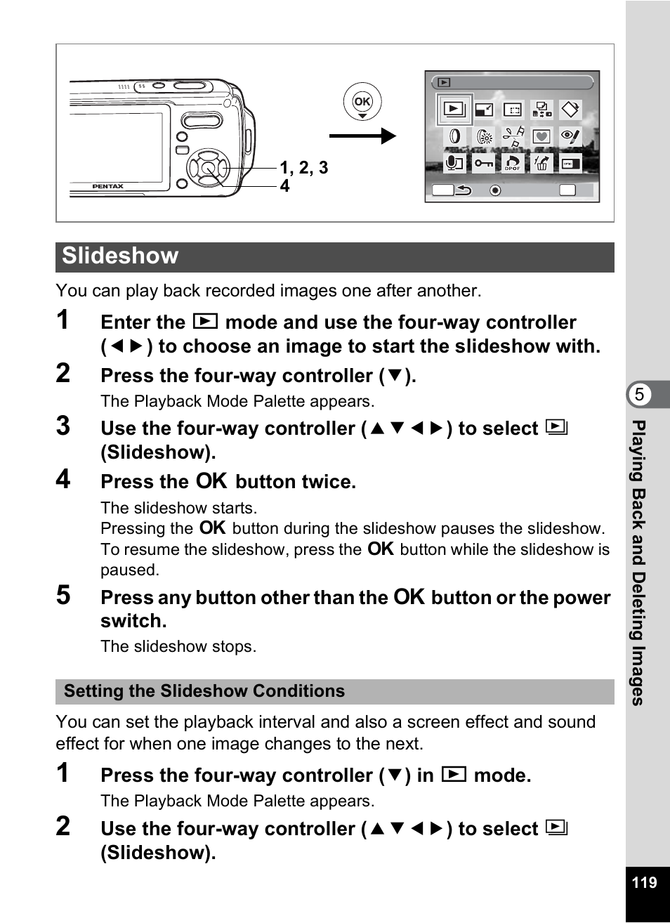 Slideshow, P.119 | Pentax Optio W10 User Manual | Page 121 / 208