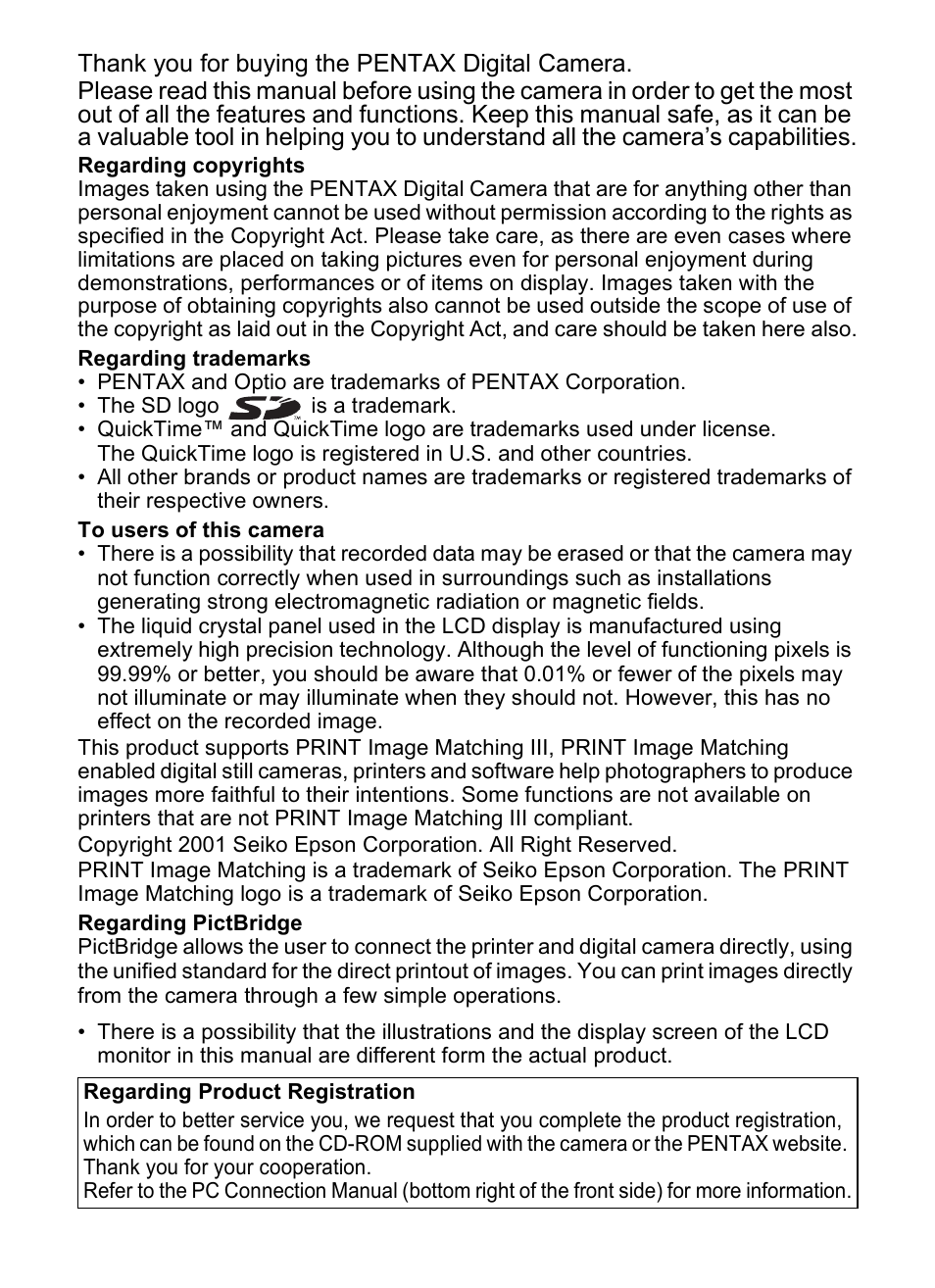 Pentax Optio W10 User Manual | Page 2 / 208