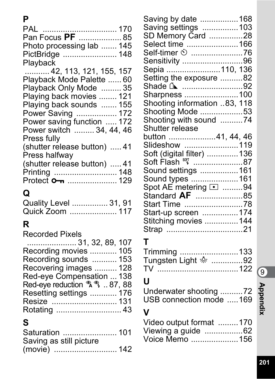 Pentax Optio W10 User Manual | Page 203 / 208