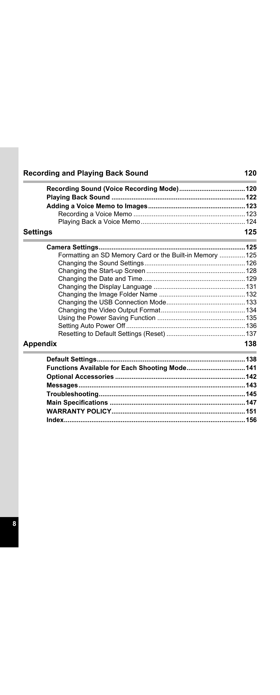 Pentax Optio E30 User Manual | Page 10 / 161