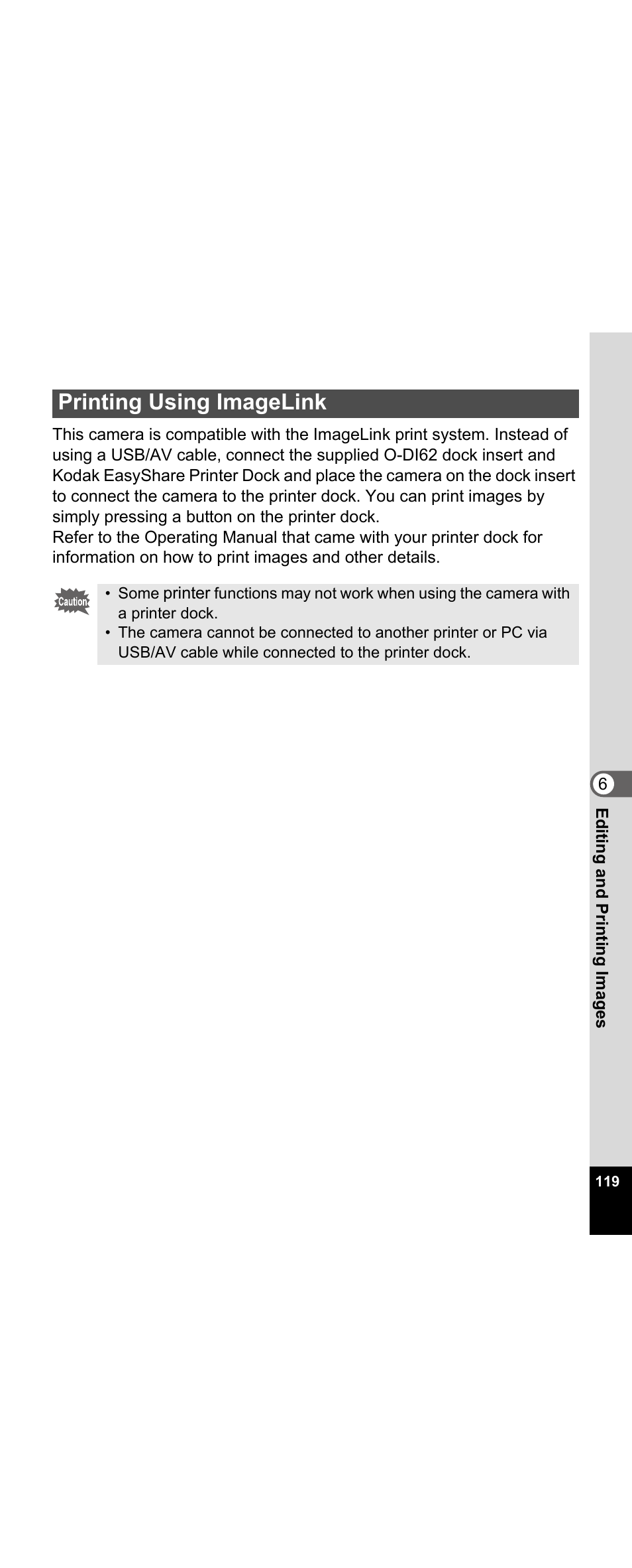 Printing using imagelink | Pentax Optio E30 User Manual | Page 121 / 161