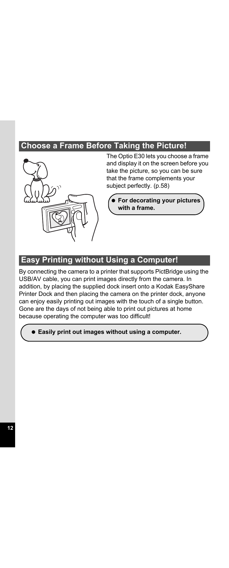 Pentax Optio E30 User Manual | Page 14 / 161