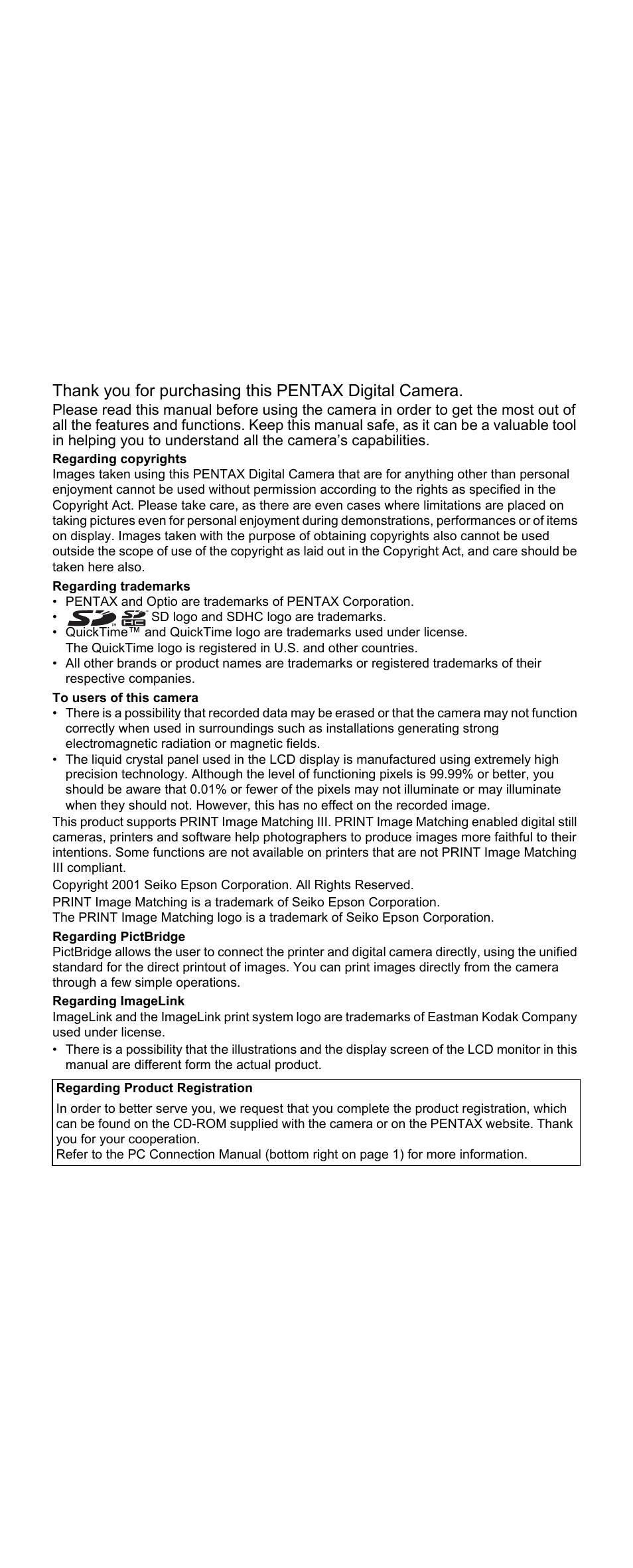 Pentax Optio E30 User Manual | Page 2 / 161