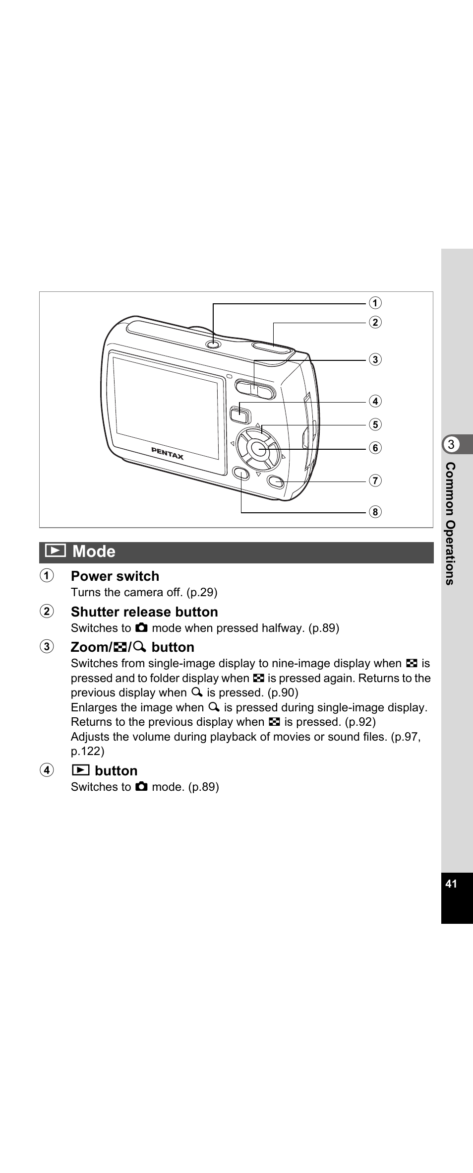 Mode, Qmode | Pentax Optio E30 User Manual | Page 43 / 161