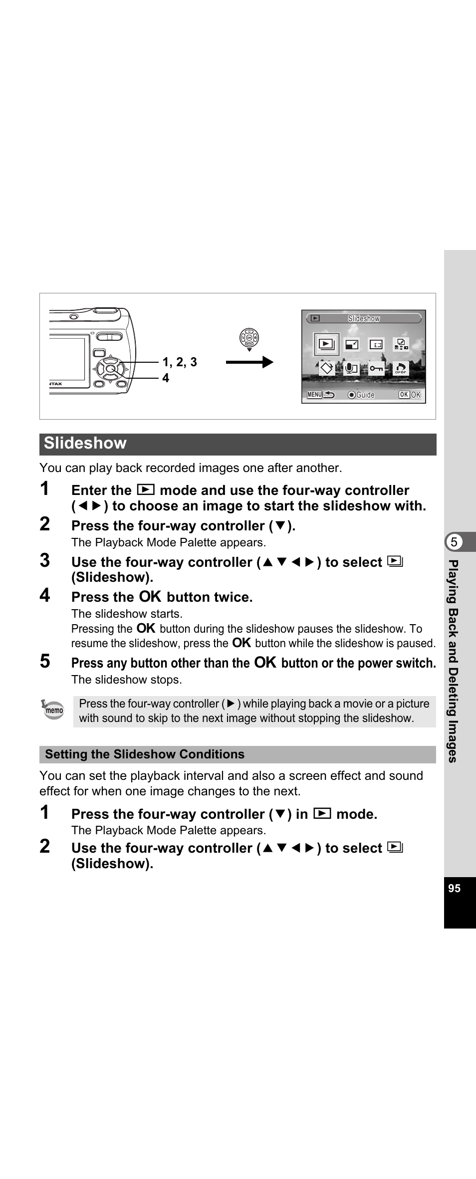 Slideshow, P.95 | Pentax Optio E30 User Manual | Page 97 / 161